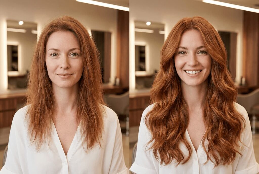 Custom-made 100% human hair extensions at Tomy B. Salon Long Island