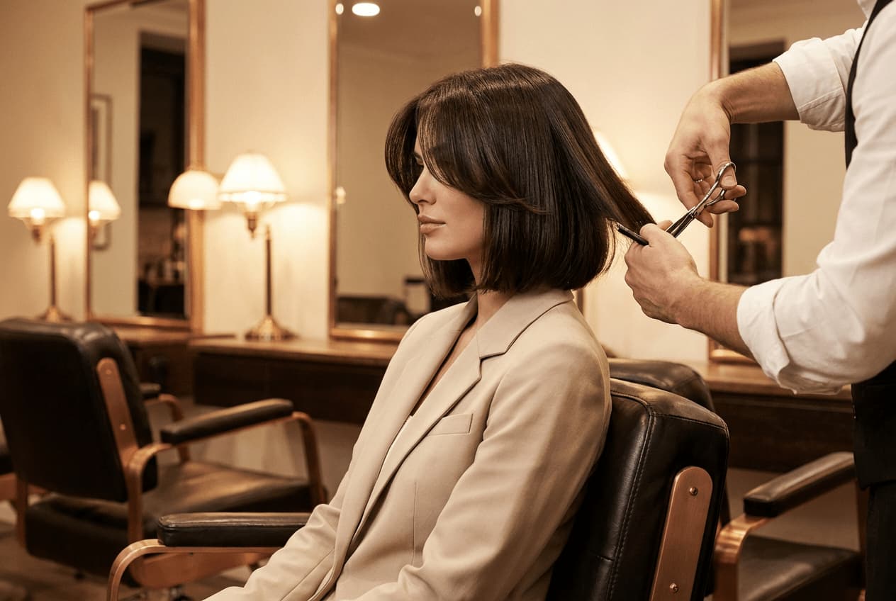 Precision dry haircut and styling at Tomy B. Salon Long Island